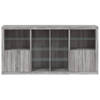 Skjenk Sonoma Grå med LED-lys 202x37x100 cm