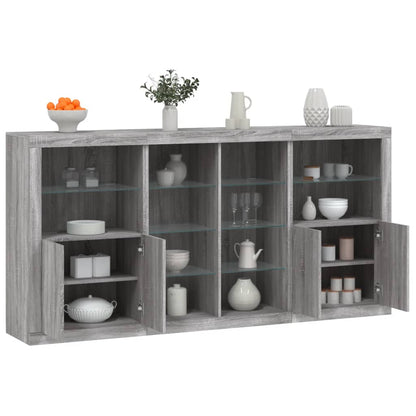 Skjenk Sonoma Grå med LED-lys 202x37x100 cm