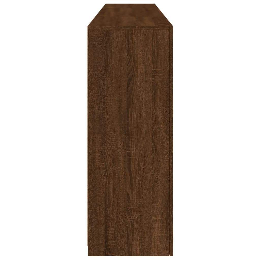 Skjenk Brun Eik med LED-lys 202x37x100 cm