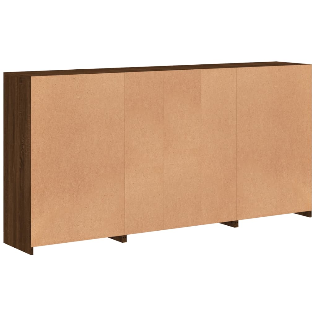 Skjenk Brun Eik med LED-lys 202x37x100 cm