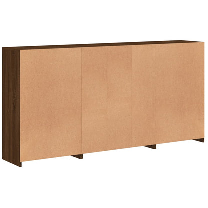 Skjenk Brun Eik med LED-lys 202x37x100 cm