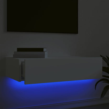 TV-Møbel Hvit TV-benk med LED-lys 60x35x15,5 cm