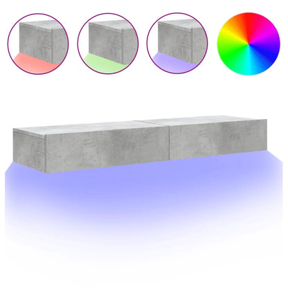 TV-Møbel Betonggrå TV-Benk med LED-lys 2 stk 60x35x15,5 cm?