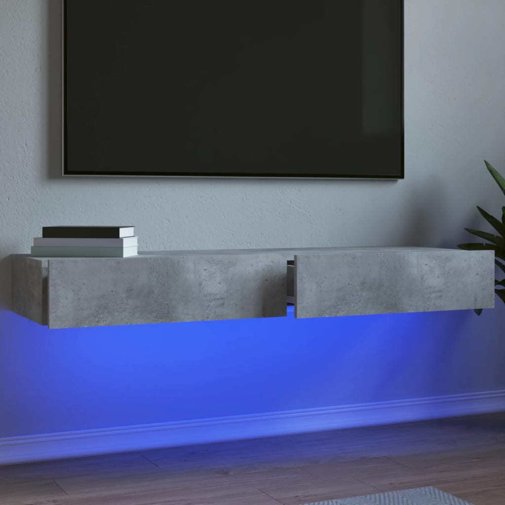 TV-Møbel Betonggrå TV-Benk med LED-lys 2 stk 60x35x15,5 cm?