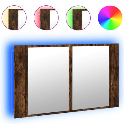 Baderomsspeil LED Skap Røkt Eik 80x12x45 cm akryl