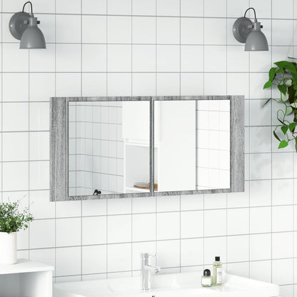 Baderomsspeil LED Speilskap for baderom Sonoma Grå 100x12x45 cm