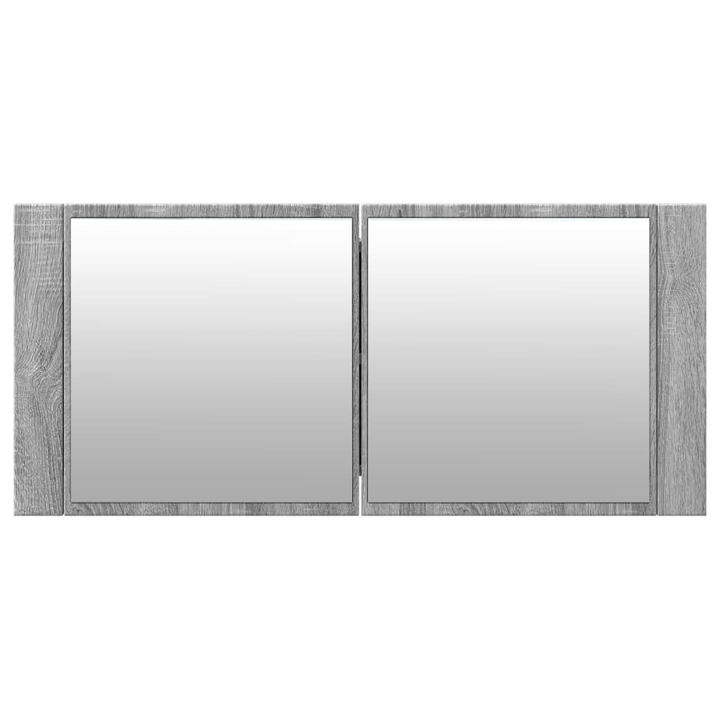 Baderomsspeil LED Speilskap for baderom Sonoma Grå 100x12x45 cm