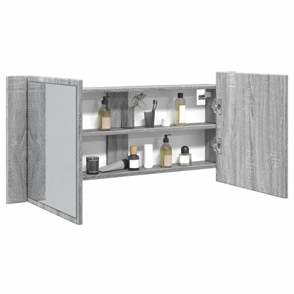 Baderomsspeil LED Speilskap for baderom Sonoma Grå 100x12x45 cm