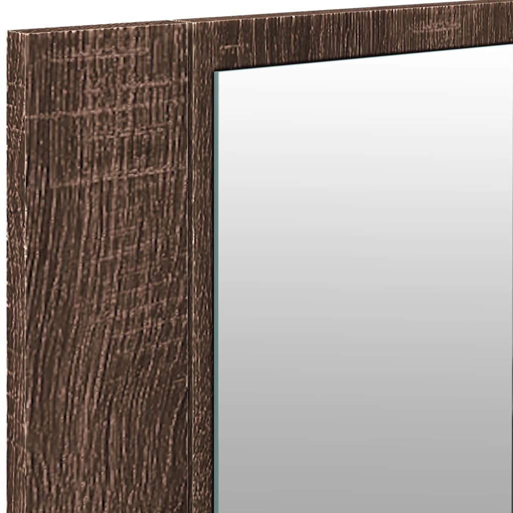 Baderomsspeil LED Speilskap for baderom Brun Eik 100x12x45 cm
