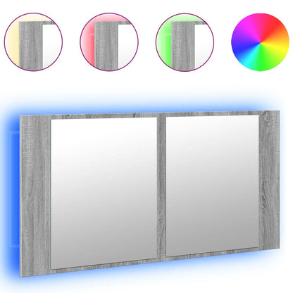 Baderomsspeil LED Skap Sonoma Grå 90x12x45 cm akryl
