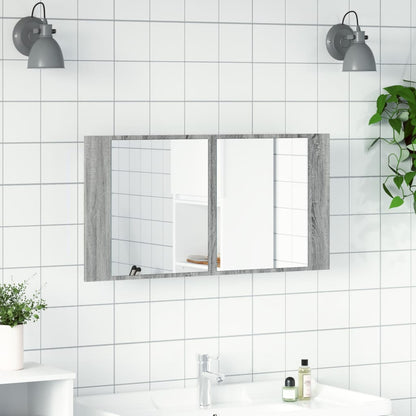 Baderomsspeil LED Skap Sonoma Grå 90x12x45 cm akryl