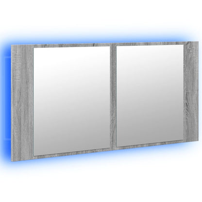 Baderomsspeil LED Skap Sonoma Grå 90x12x45 cm akryl