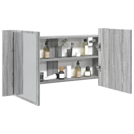 Baderomsspeil LED Skap Sonoma Grå 90x12x45 cm akryl