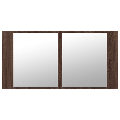 Baderomsspeil LED Skap Brun Eik 90x12x45 cm akryl