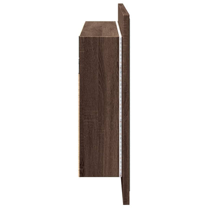 Baderomsspeil LED Skap Brun Eik 90x12x45 cm akryl
