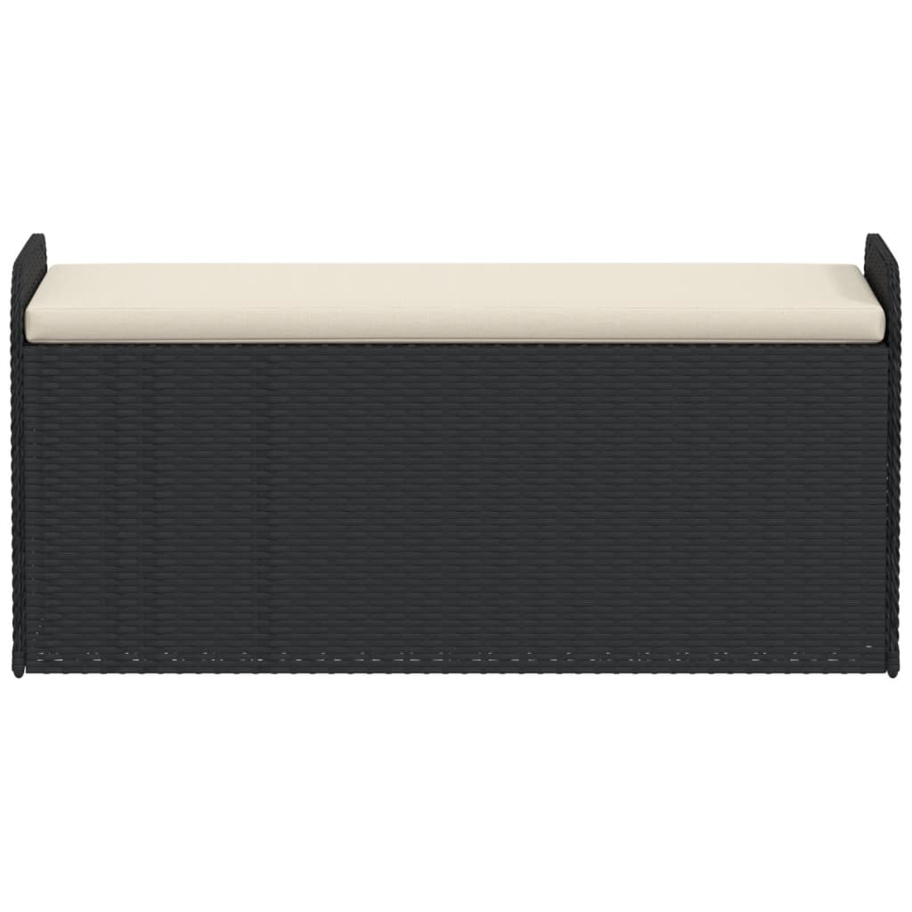 Putekasse Kunstrotting Oppbevaringsbenk med pute svart 115x51x52 cm polyrotting