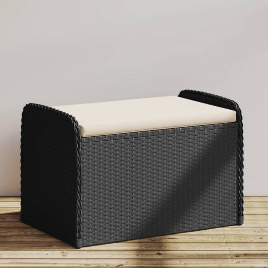 Hagebenk Kunstrotting Oppbevaringsbenk med pute svart 80x51x52 cm