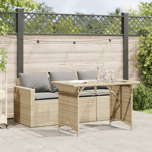 Hagesofa med puter 2 deler beige polyrotting