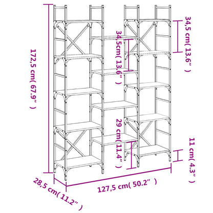 Bokhylle Sonoma Eik 127,5x28,5x172,5 cm