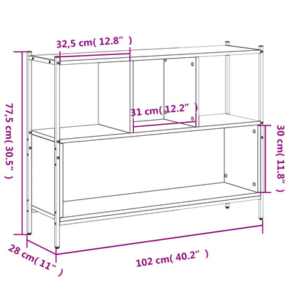Bokhylle røkt eik 102x28x77,5 cm konstruert tre