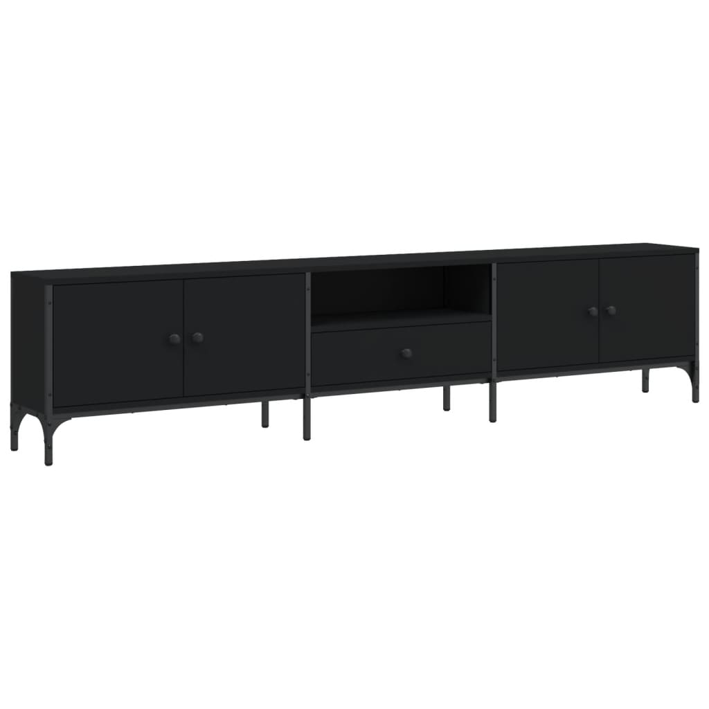 TV-Møbel Svart TV-benk med skuff 200x25x44 cm