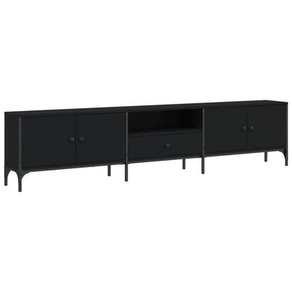 TV-Møbel Svart TV-benk med skuff 200x25x44 cm