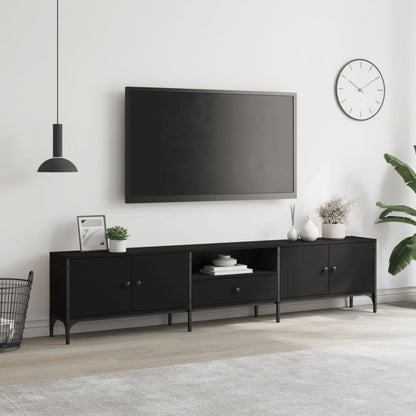 TV-Møbel Svart TV-benk med skuff 200x25x44 cm