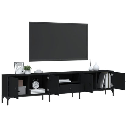 TV-Møbel Svart TV-benk med skuff 200x25x44 cm