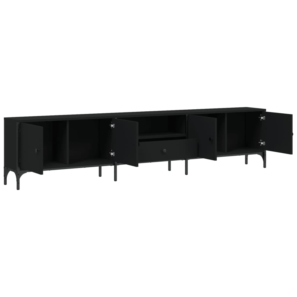 TV-Møbel Svart TV-benk med skuff 200x25x44 cm