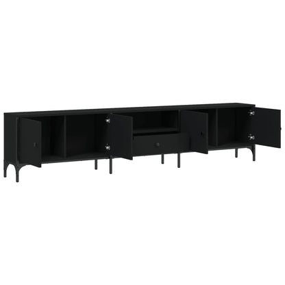TV-Møbel Svart TV-benk med skuff 200x25x44 cm
