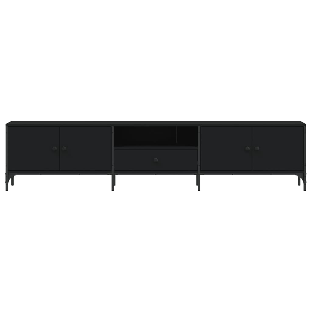 TV-Møbel Svart TV-benk med skuff 200x25x44 cm