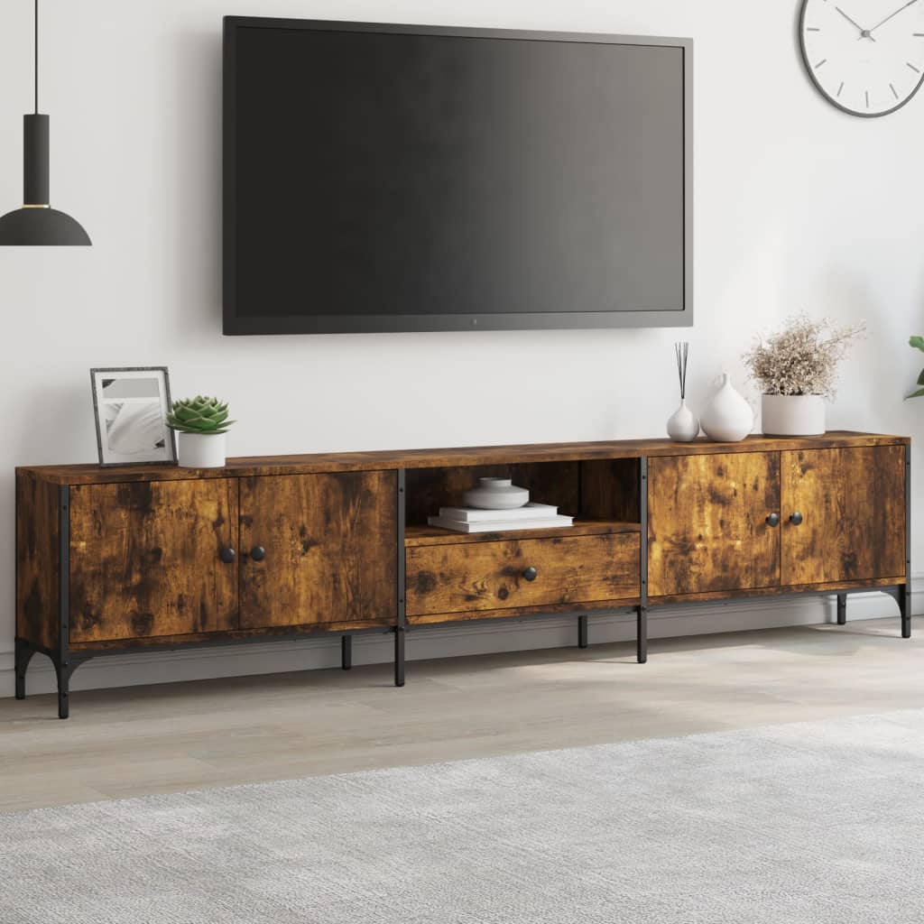 TV-Møbel Røkt EikTV-benk med skuff 200x25x44 cm