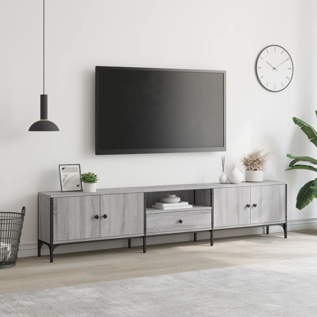 TV-Møbel Sonoma Grå TV-benk med skuff 200x25x44 cm