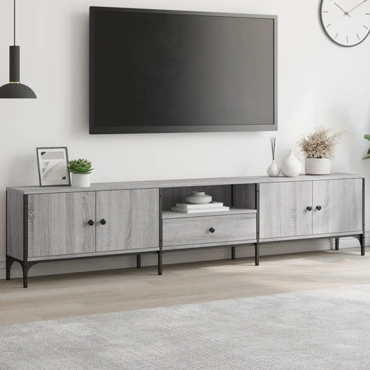 TV-Møbel Sonoma Grå TV-benk med skuff 200x25x44 cm