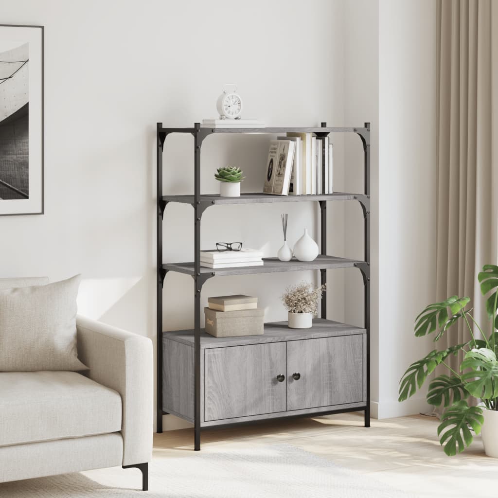 Bokhylle Sonoma Grå 3 etasjer 70x30x109,5 cm