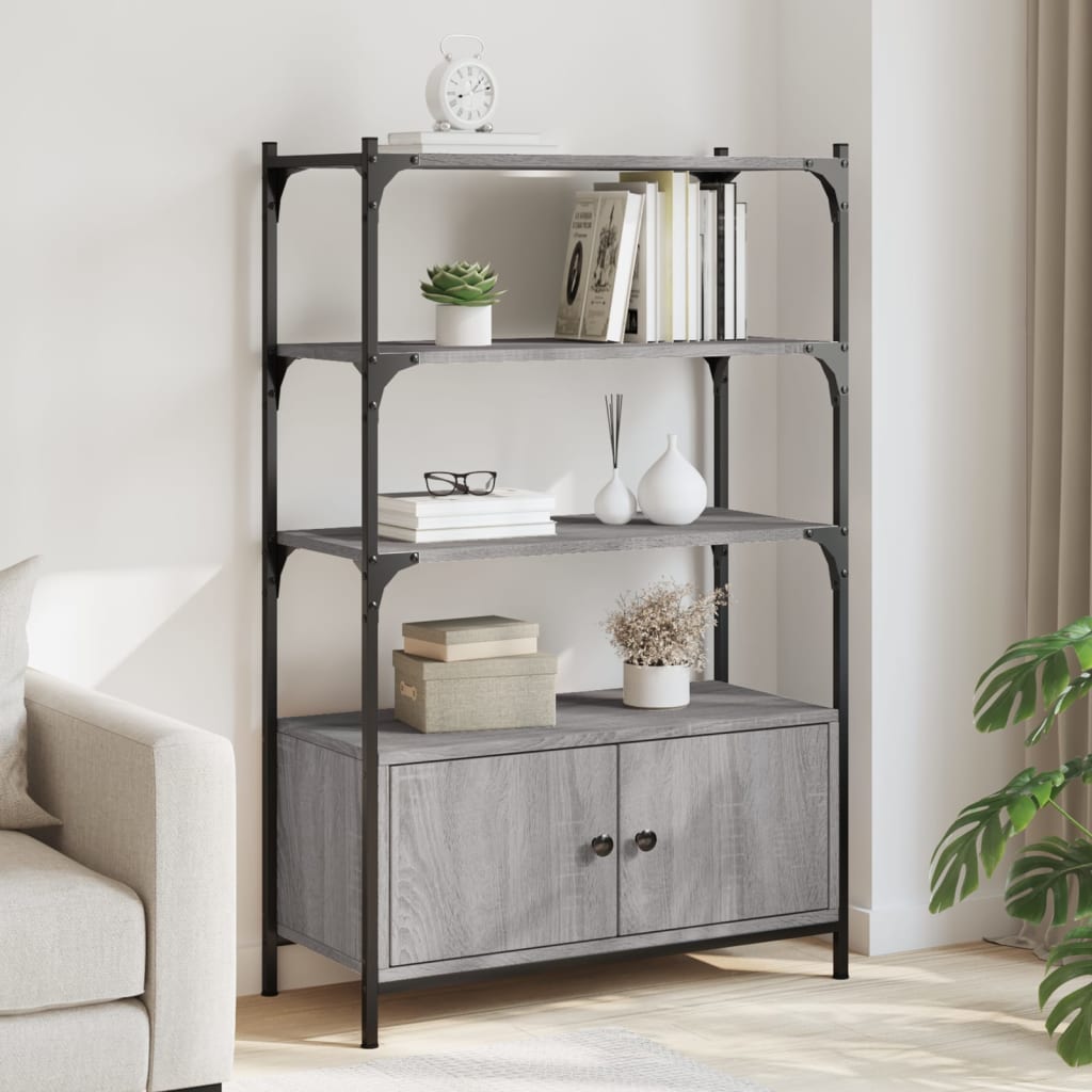 Bokhylle Sonoma Grå 3 etasjer 70x30x109,5 cm