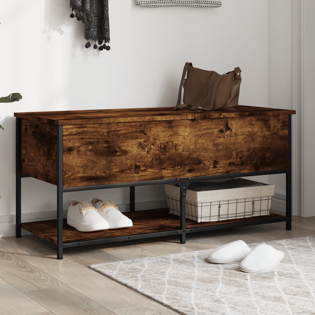 Oppbevaringsbenk Røyk Eik 100x42,5x47 cm