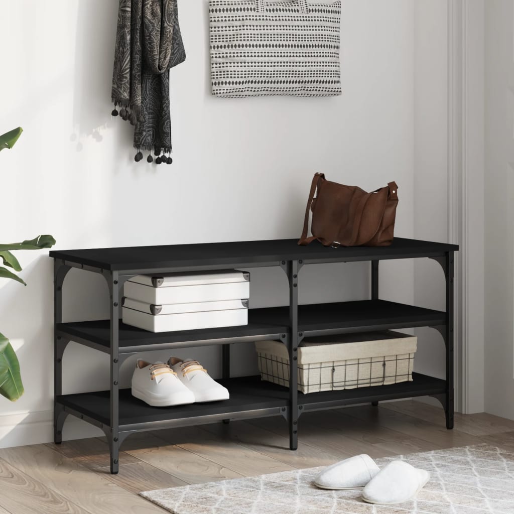 Skoskap Skohylle Skobenk Svart 100x38,5x49 cm