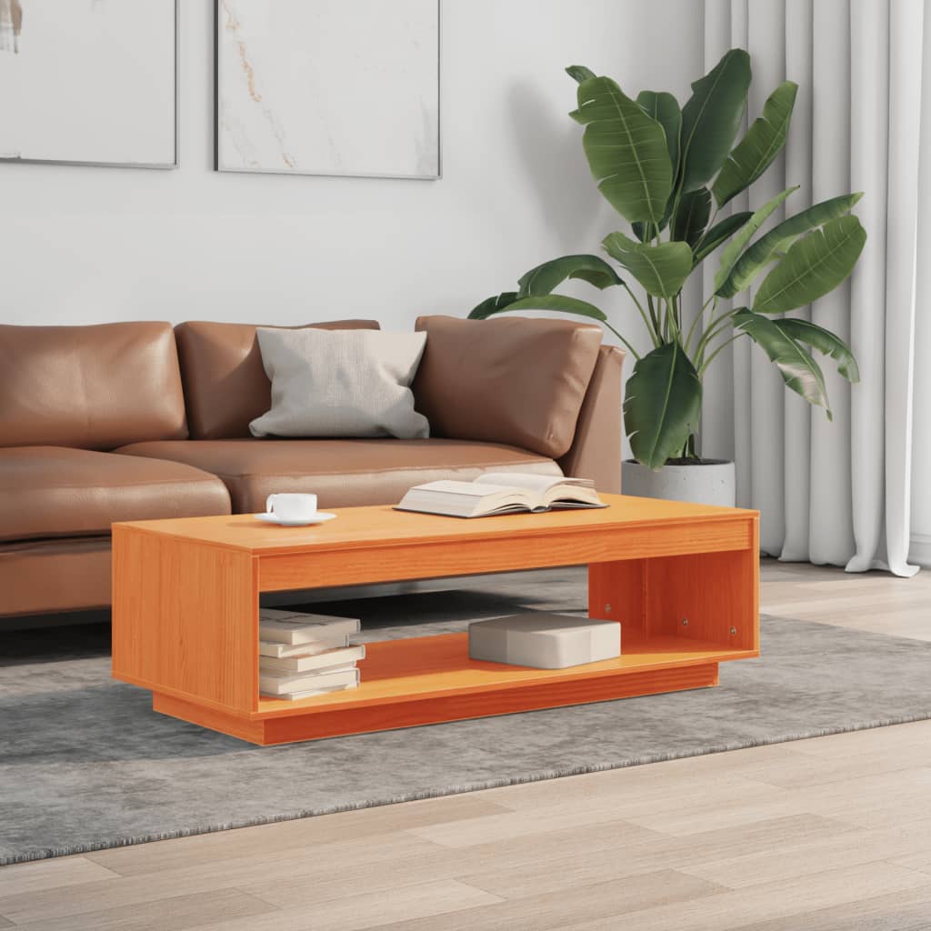 Salongbord Sofabord Tre heltre furu voksbrun 110x50x33,5 cm