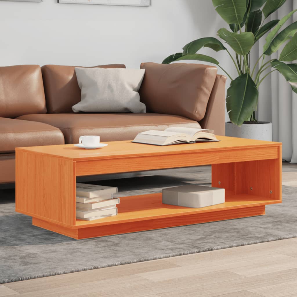 Salongbord Sofabord Tre heltre furu voksbrun 110x50x33,5 cm