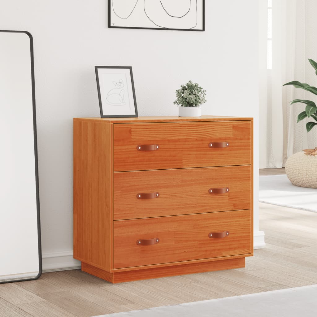 Skjenk Brun Eik voksbrun 80x40x75 cm heltre furu