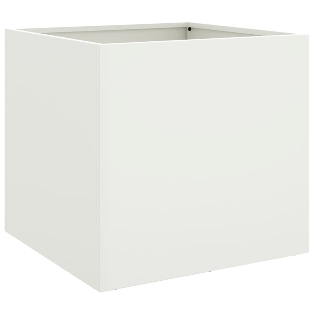 Utendørs Blomsterkasse Plantekasse Metall Hvit 49x47x46 cm stål