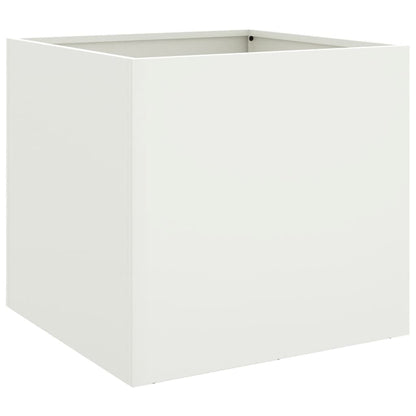 Utendørs Blomsterkasse Plantekasse Metall Hvit 49x47x46 cm stål