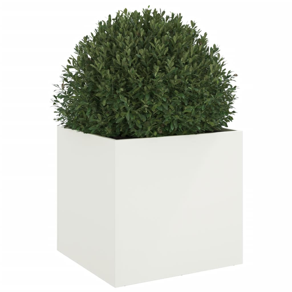 Utendørs Blomsterkasse Plantekasse Metall Hvit 49x47x46 cm stål
