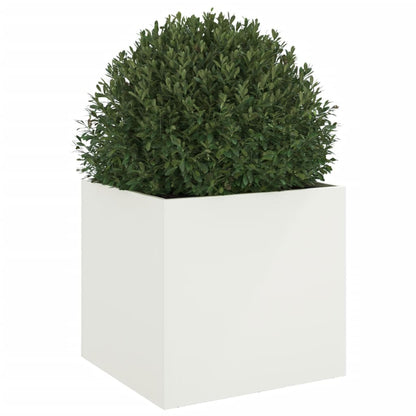 Utendørs Blomsterkasse Plantekasse Metall Hvit 49x47x46 cm stål
