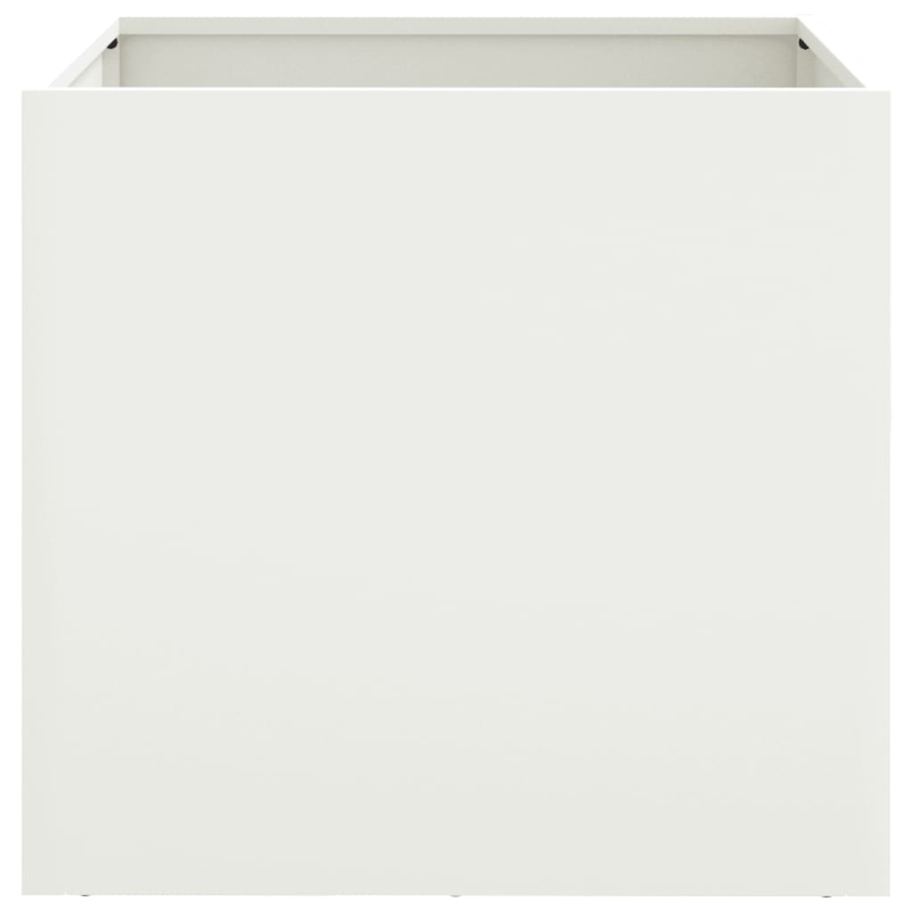 Utendørs Blomsterkasse Plantekasse Metall Hvit 49x47x46 cm stål