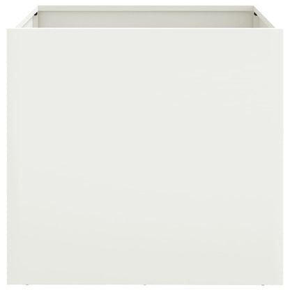 Utendørs Blomsterkasse Plantekasse Metall Hvit 49x47x46 cm stål