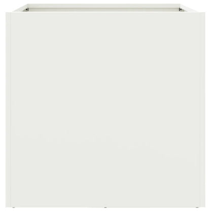 Utendørs Blomsterkasse Plantekasse Metall Hvit 49x47x46 cm stål