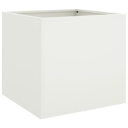 Utendørs Blomsterkasse Plantekasse Metall Hvit 49x47x46 cm stål