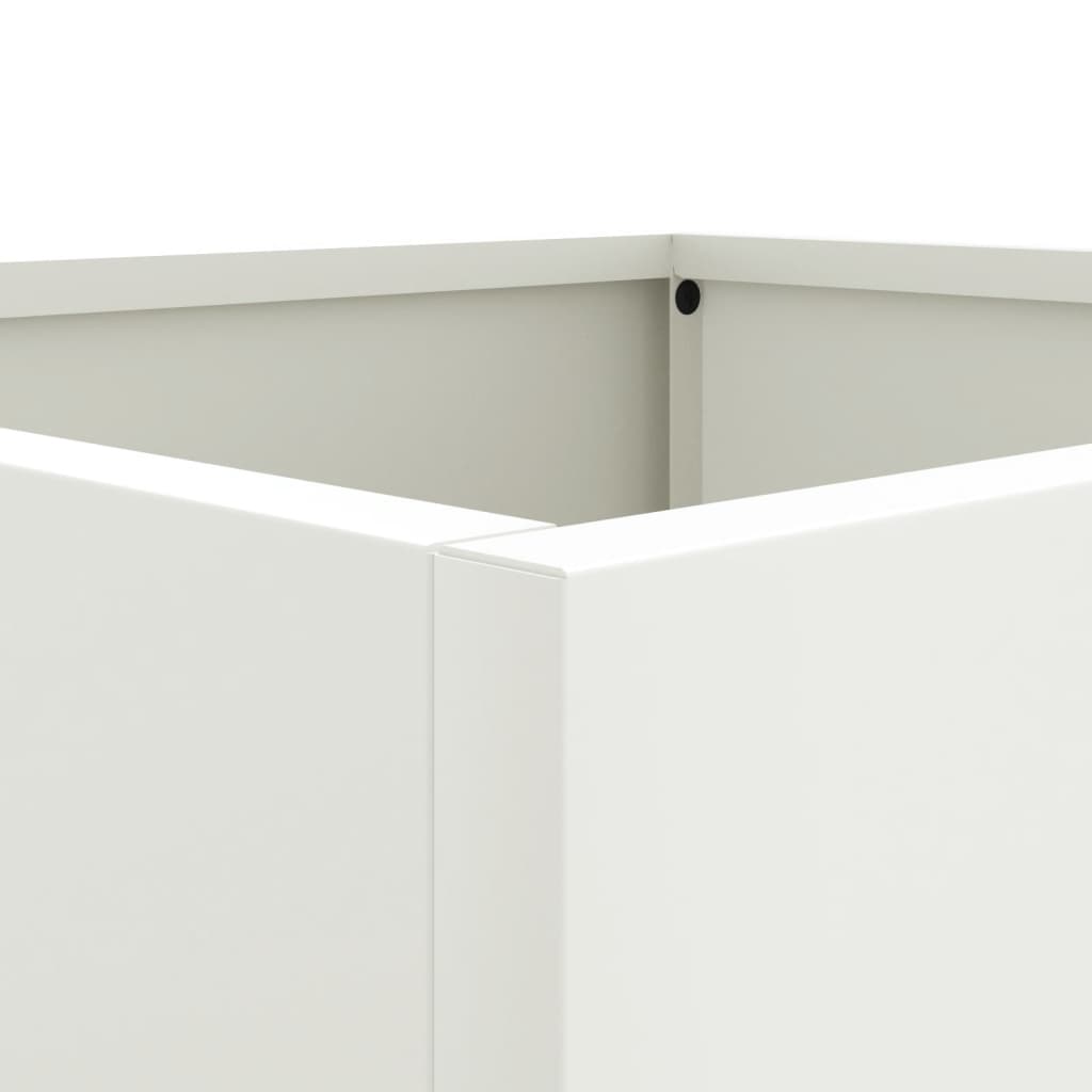 Utendørs Blomsterkasse Plantekasse Metall Hvit 49x47x46 cm stål